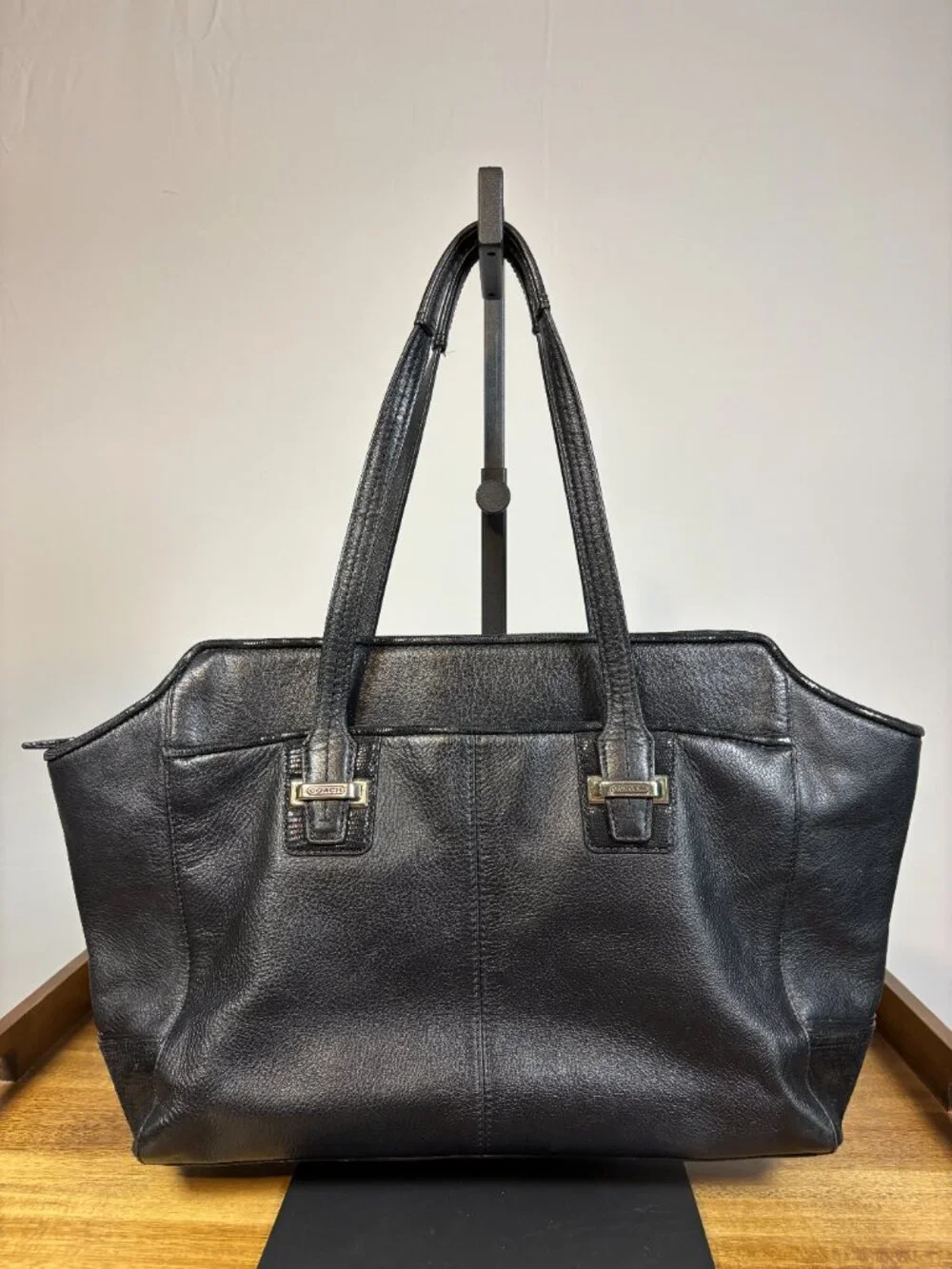 Coach Taylor Alexis Black Leather Shoulder Carryall